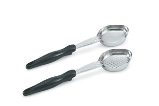 Vollrath 6412220 One Piece Heavy-Duty Spoodle Utensil- Black Handle Oval Bowl